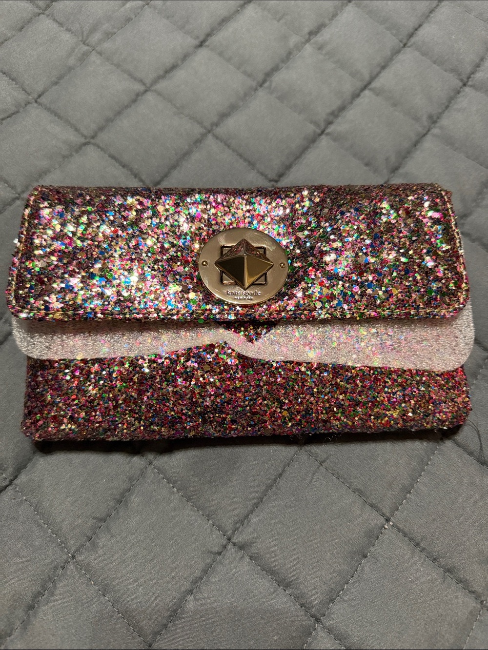 Kate Spade Moonlit Soirée Glitter Pink Crossbody or Fold-Over Clutch